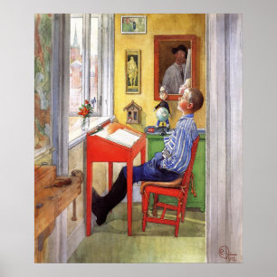 Esbjörn gör sina läxor av Carl Larsson Poster