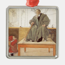 Esborjn och hennes farfar (flicka och farfar) julgransprydnad metall