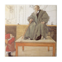 Esborjn och hennes farfar (flicka och farfar) kakelplatta