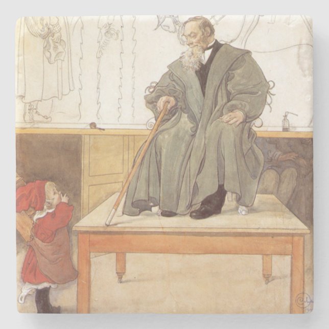 Esborjn och hennes farfar (flicka och farfar) stenunderlägg (Framsidan)