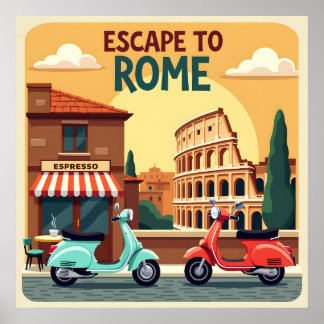 Esc till Rom: Retro Vintage resor Poster