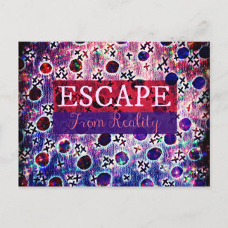 ESCAPE FRÅN REALITY Typography Lila Art Hipster Vykort