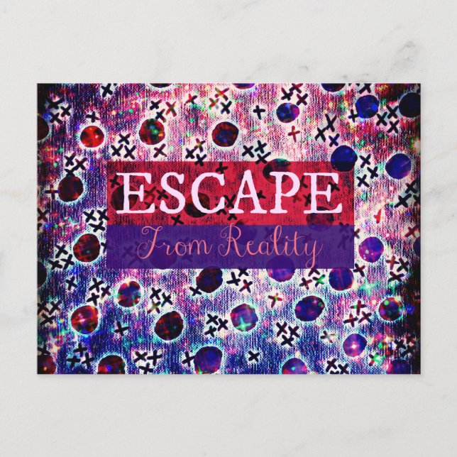 ESCAPE FRÅN REALITY Typography Lila Art Hipster Vykort (Framsida)