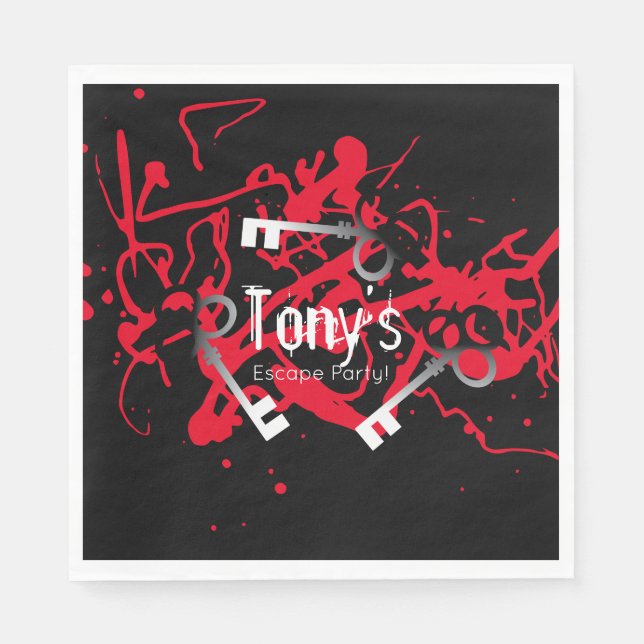 Escape Party Birthday Maze Nycklar Mystoppning Pappersservett (Framsidan)