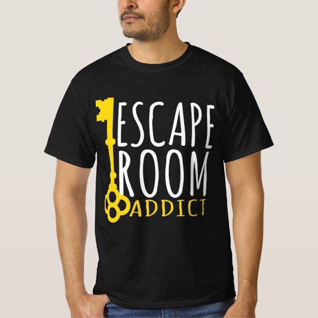 Escape Room Addict Puzzle Solver Äventyr T Shirt (Framsida)