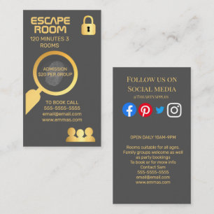"escape room escapology magi ledtrådar" detektiv visitkort