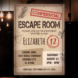 Escape Room Födelsedagsfest inbjudan
