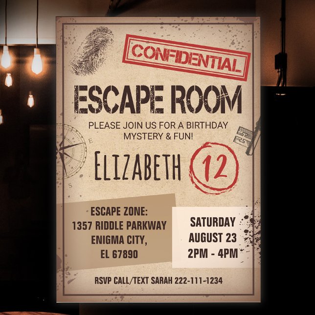 Escape Room Födelsedagsfest inbjudan (Skapare uppladdad)