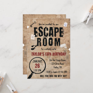 Escape-rumsklubbar, Födelsedagsfest för alla åldra Inbjudningar