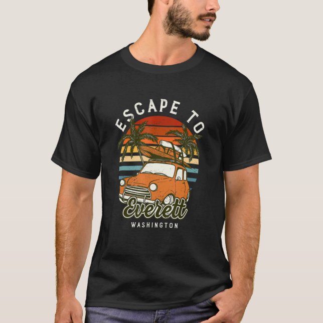 Escape to Everett Beach Washington Ocean Wa-sommar T Shirt (Framsida)