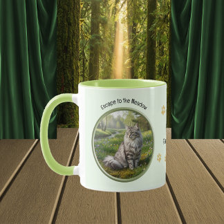 Escape to the Meadow with Norwegian Forest Cat Mugg