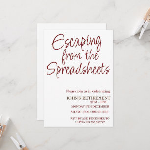 Escaping från kalkylbladen Funny Pension Inbjudningar