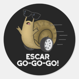 Escar-go-go-go Funny Fransk Snigel Pun Mörk BG Runt Klistermärke