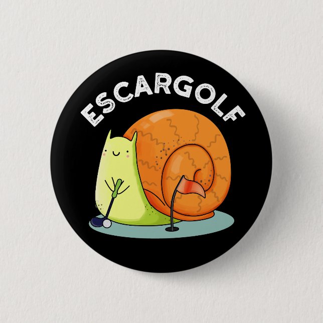 Escar-golf Funny Escargot Snail Pun Dark BG Knapp (Framsida)