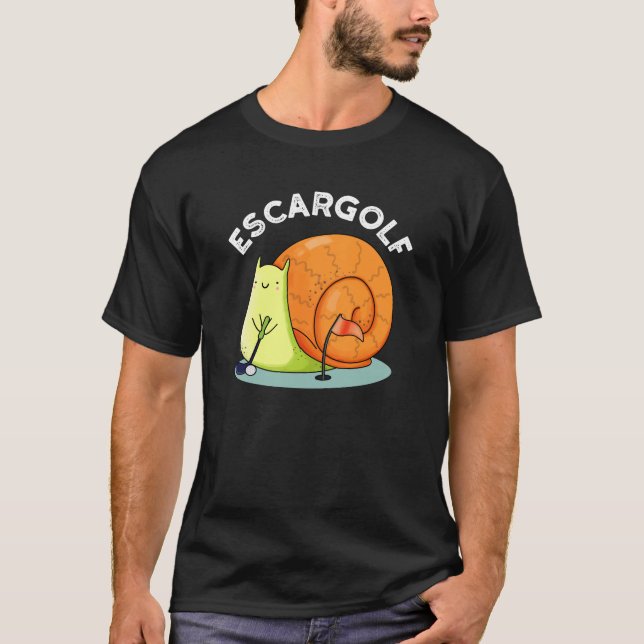 Escar-golf Funny Escargot Snigel Pun Mörk BG T Shirt (Framsida)