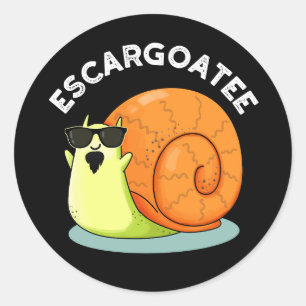 Escargoatee Funny Snigel Escargot Pun Mörk BG Runt Klistermärke