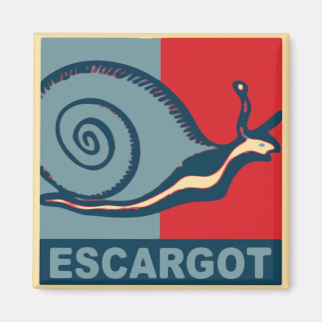 Escargot i rött och blått magnet (Framsidan)