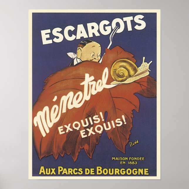Escargot Mementrel Vintage annons Poster (Framsidan)