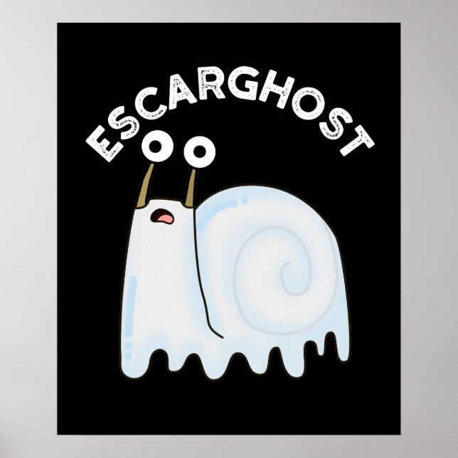 Escarspökfunny Fransk Ghost Snigel Pun Mörk BG Poster (Framsidan)
