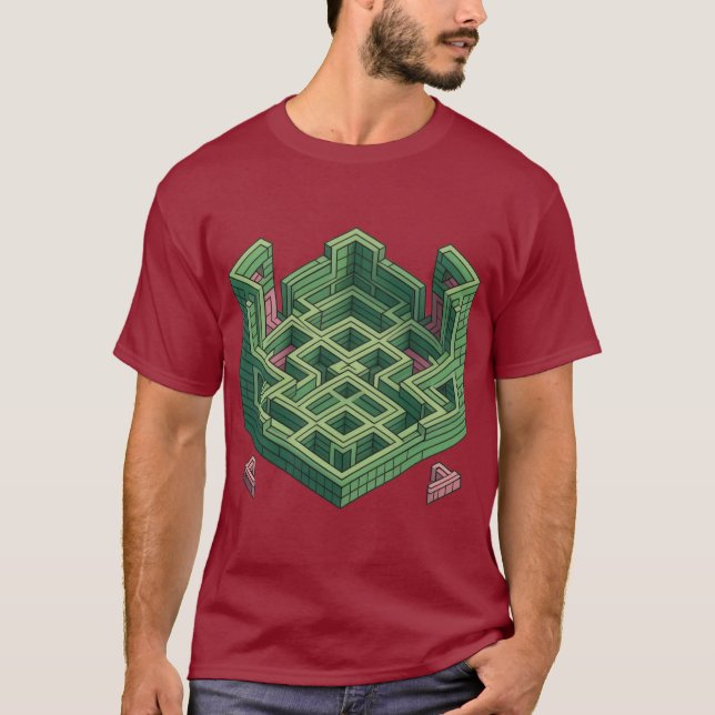 Eschers Maze: Intricate Geometric Puzzle T Shirt (Framsida)