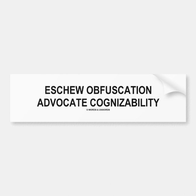 Eschew Obfuscation Advocate kognizability Oxymoron Bildekal (Framsidan)