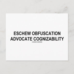 Eschew Obfuscation Advocate kognizability Oxymoron Vykort