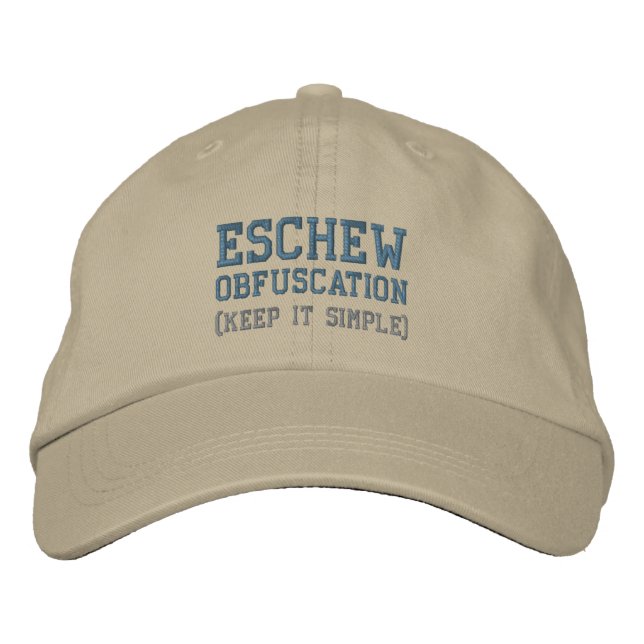 ESCHEW OBFUSCATION cap (Behålla IT Simple) Broderad Keps (Framsida)