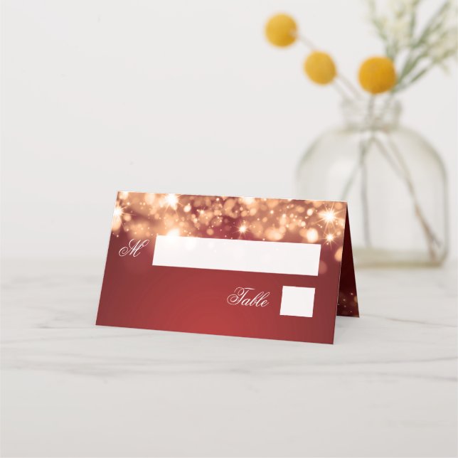 Escort Helgdag Bröllop mousserande Ljus Guld Placeringskort (Framsida)