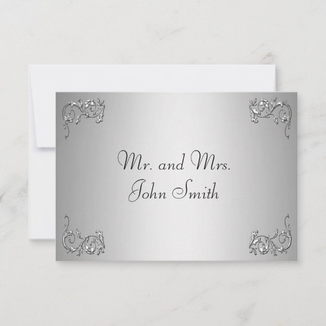 Escortkort - silver virvel inbjudningar (Framsida)