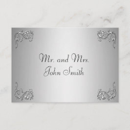 Escortkort - silver virvel inbjudningar