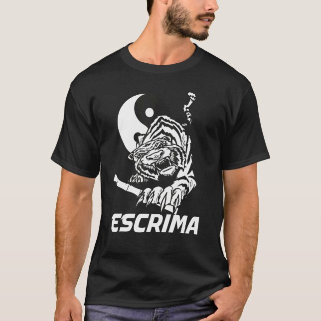 Escrima Yin Yang Tiger T Shirt (Framsida)