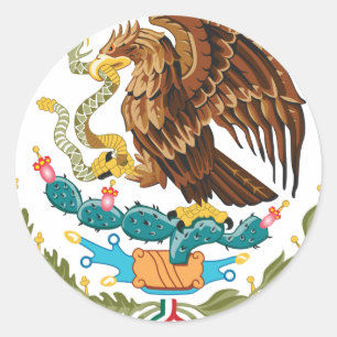 Escudo Nacional de México - Emblema Mexicano Runt Klistermärke