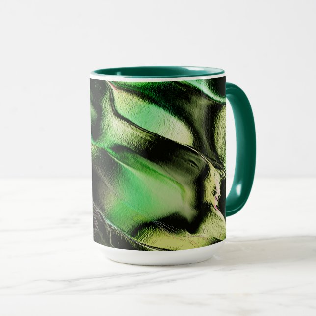 Esculpido de metall opaco, em verde e Tom de creme Mugg (Framsida höger)