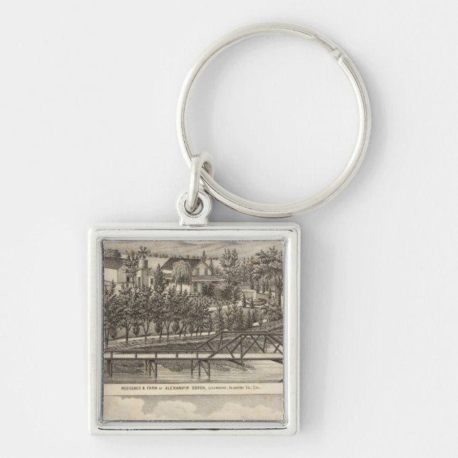 Esden, Clary Residenties Fyrkantig Silverfärgad Nyckelring (Framsidan)