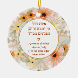 Eshet Chayil Woman of Valor Flowers Julgransprydnad Keramik