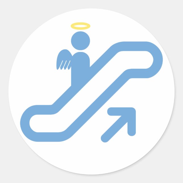 Eskalator, ingen trappa runt klistermärke (Framsida)