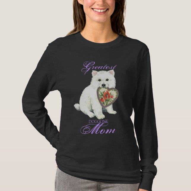 Eskie Heart Mamma Långärmad T-Shirt (Framsida)