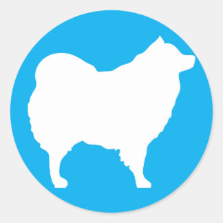 Eskie på Lt Blue Sticker Runt Klistermärke