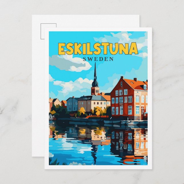Eskilstuna Sverige vintage resor illustration Vykort (Fram/baksida)