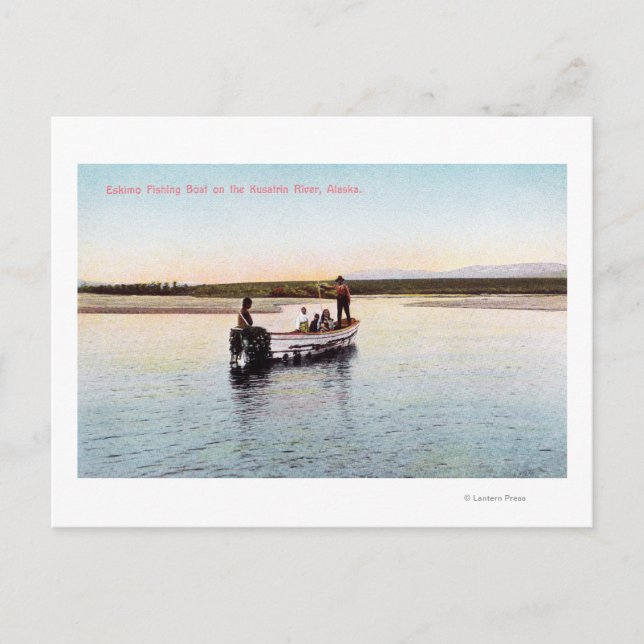 Eskimo FishBoat vid floden Vykort (Framsida)