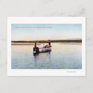 Eskimo FishBoat vid floden Vykort