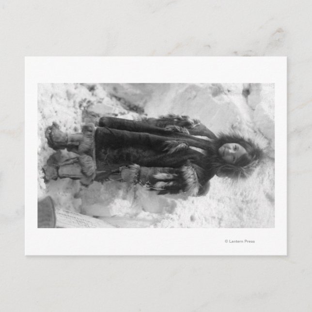 Eskimo Girl in a Parka in Nome, Alaska Vykort (Framsida)