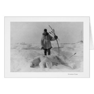 Eskimo Hunter med foto av Polarna Bear Hälsningskort