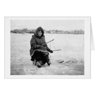 Eskimo Ice Fishing in Nome, Alaska Photograph Hälsningskort