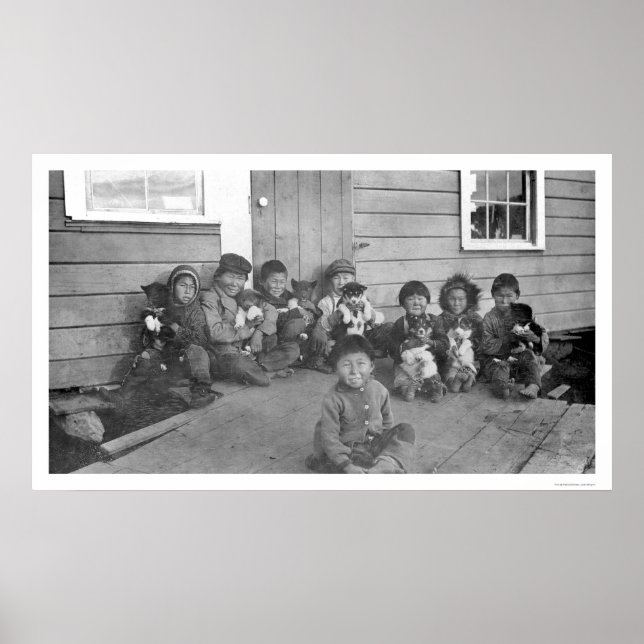 Eskimo Kids & Puppies 1904 Poster (Framsidan)