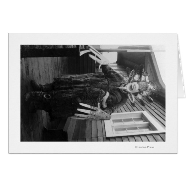 Eskimo Medicine Man och Sick Boy i Alaska Hälsningskort (Framsidan Horizontal)