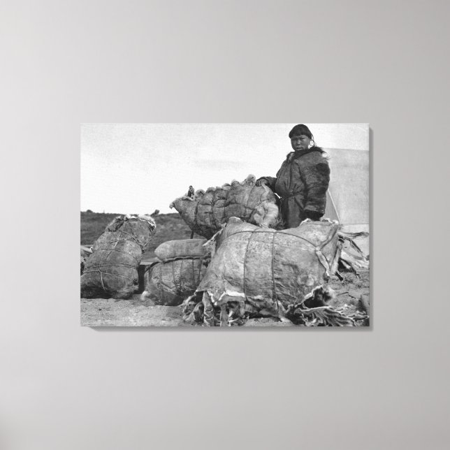 Eskimo Päls-återförsäljare i Nome, Alaska-foto Canvastryck (Framsida)