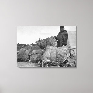 Eskimo Päls-återförsäljare i Nome, Alaska-foto Canvastryck