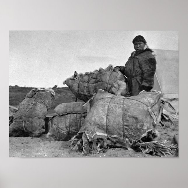 Eskimo Päls-återförsäljare i Nome, Alaska-foto Poster (Framsidan)