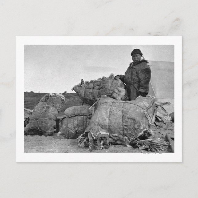 Eskimo Päls-återförsäljare i Nome, Alaska-foto Vykort (Framsida)